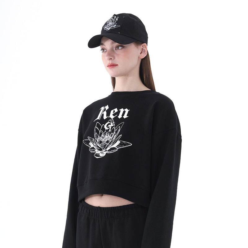 0 9 Ren crop sweatshirt - BLACK