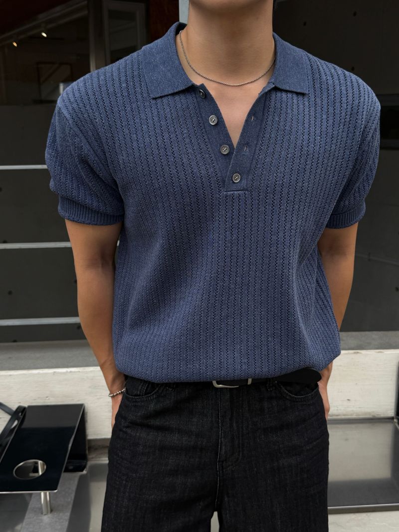 Robe skash collar short-sleeved knitwear