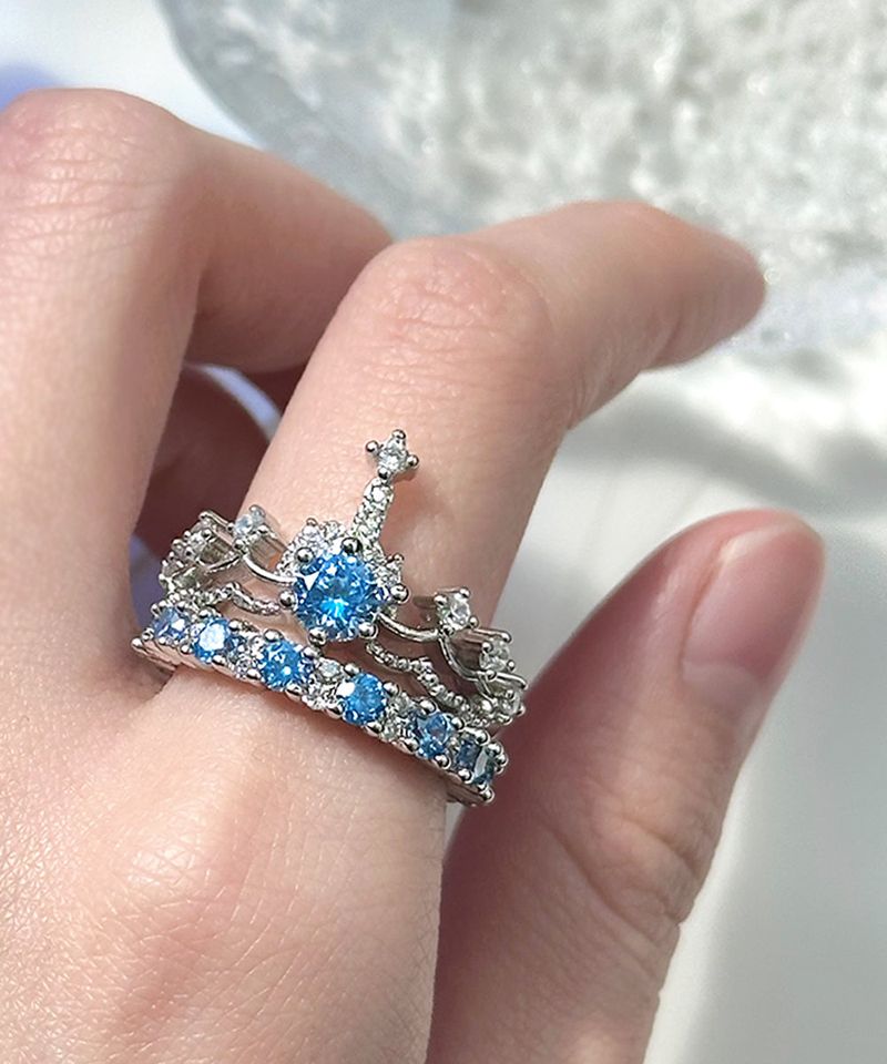 BLUE CUBIC CROWN RINGS