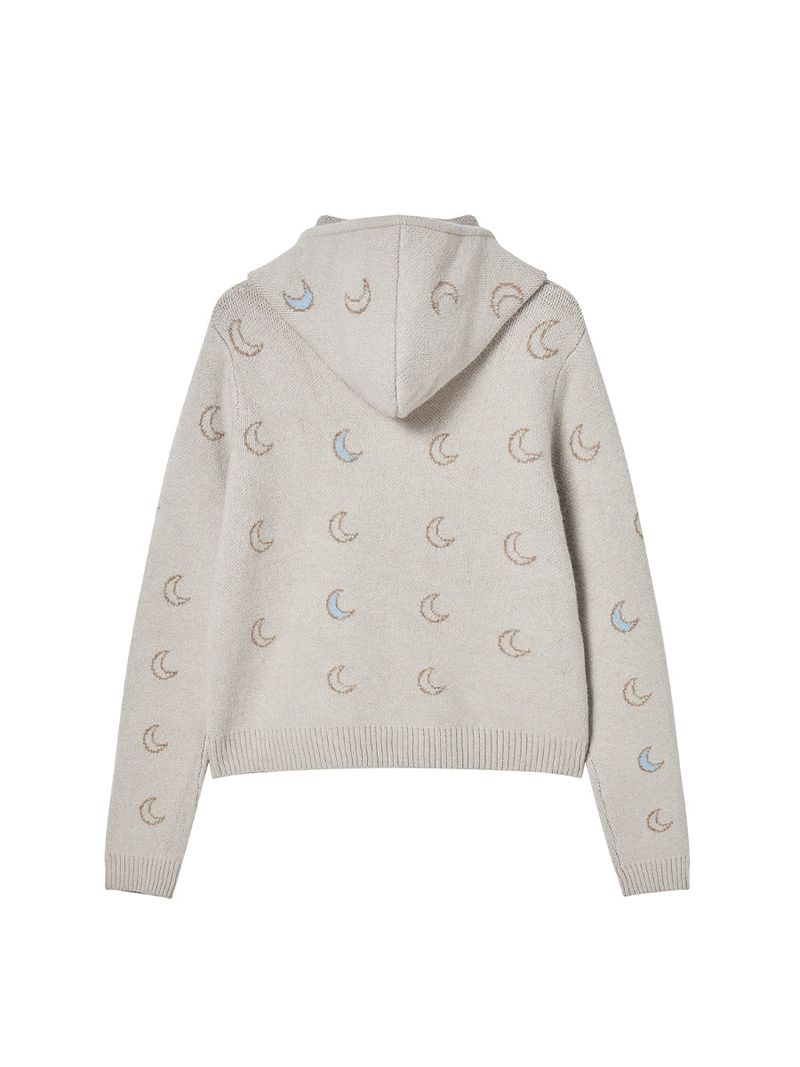 MOON KNITTED ZIP-UP HOODIE (IVORY)