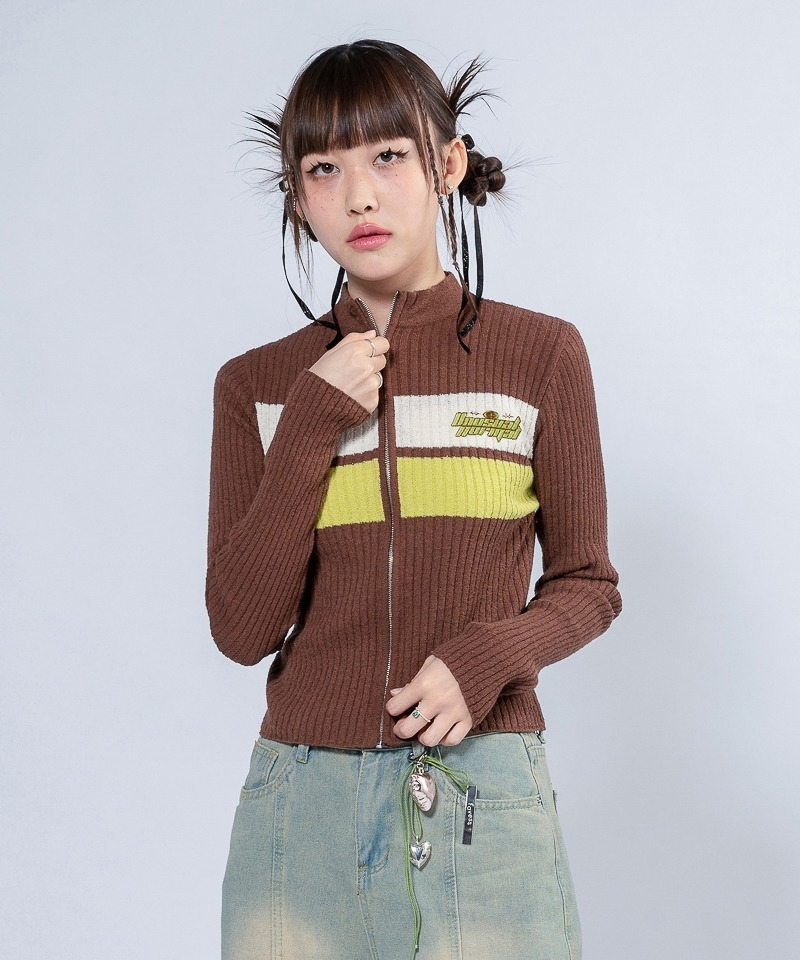 NASH KNIT ZIP-UP JUMPER _ BROWN