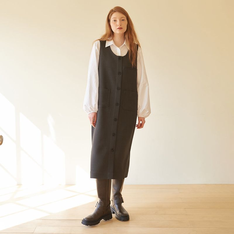 CORCA（コルカ）の「Button Pocket One piece Grey（Dresses）」
