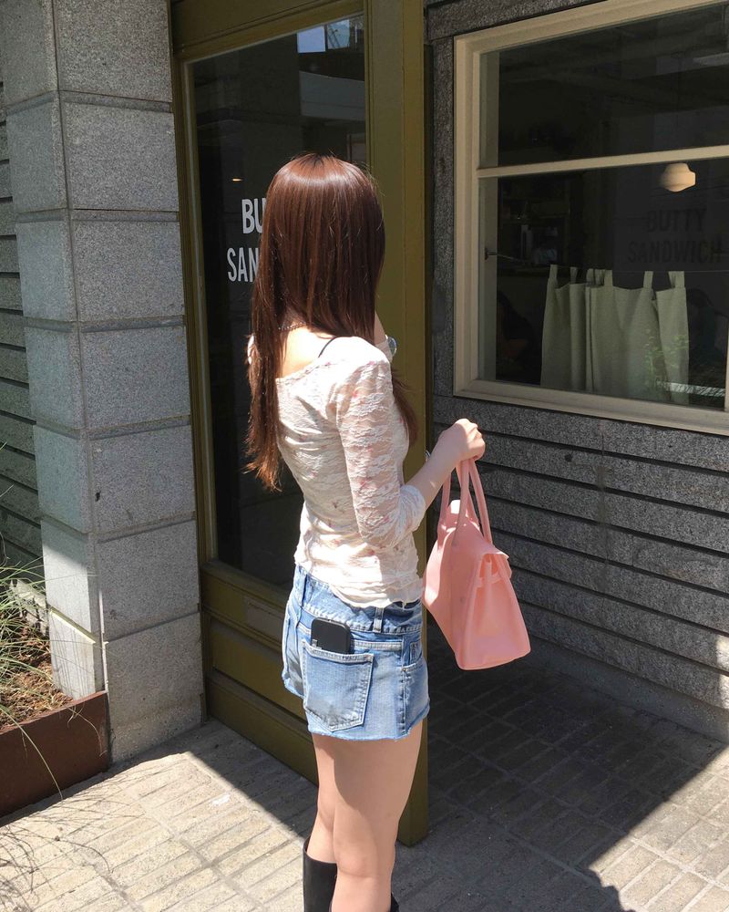 Two button vintage washing shorts