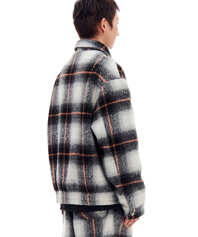 BRUSHED FLANNEL ZIP JACKET (BLACK)