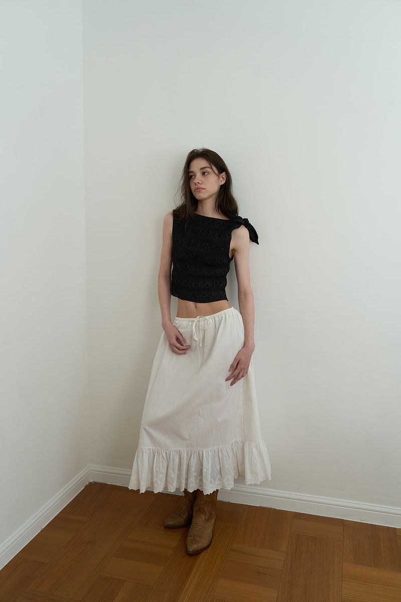 Smoke shirring blouse_black