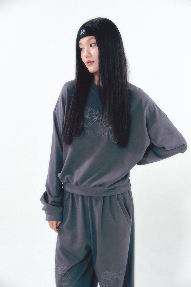 Knee Point Ribbon Jogger Pants Charcoal