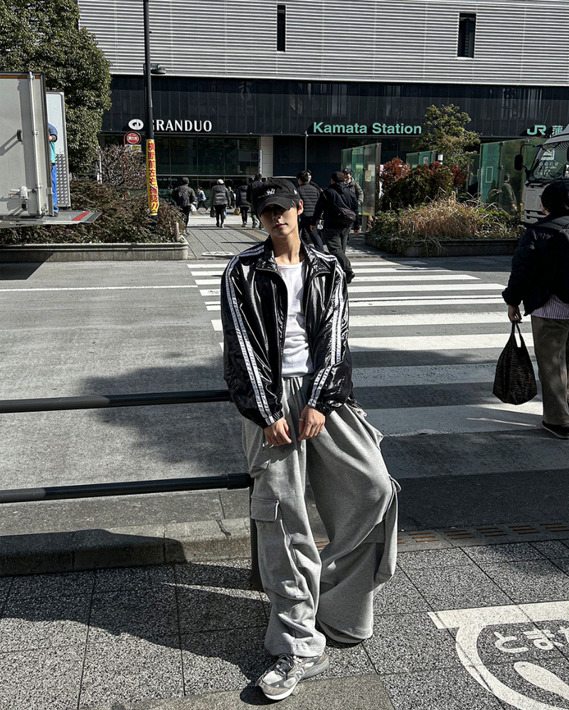glossy track windbreaker