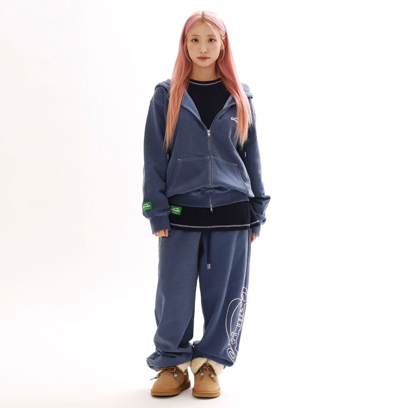 OFCOURSEWHYNOT（オブコースワイノット）の「ハートフェルト P/G スウェットパンツ_ネイビー（パンツ）」