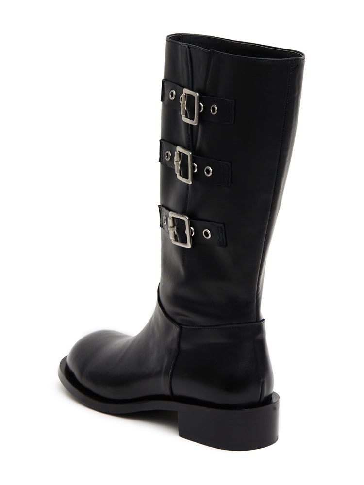 Three belted biker boots (black)