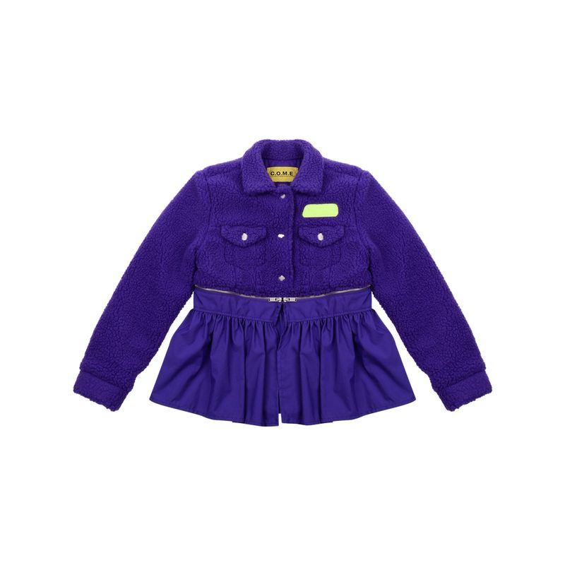 C.O.M.E（シーオーエムイー）の「[WOMEN] Faux-Shearling Detachable Skirt Trucker Jacket (Purple)（Tops）」