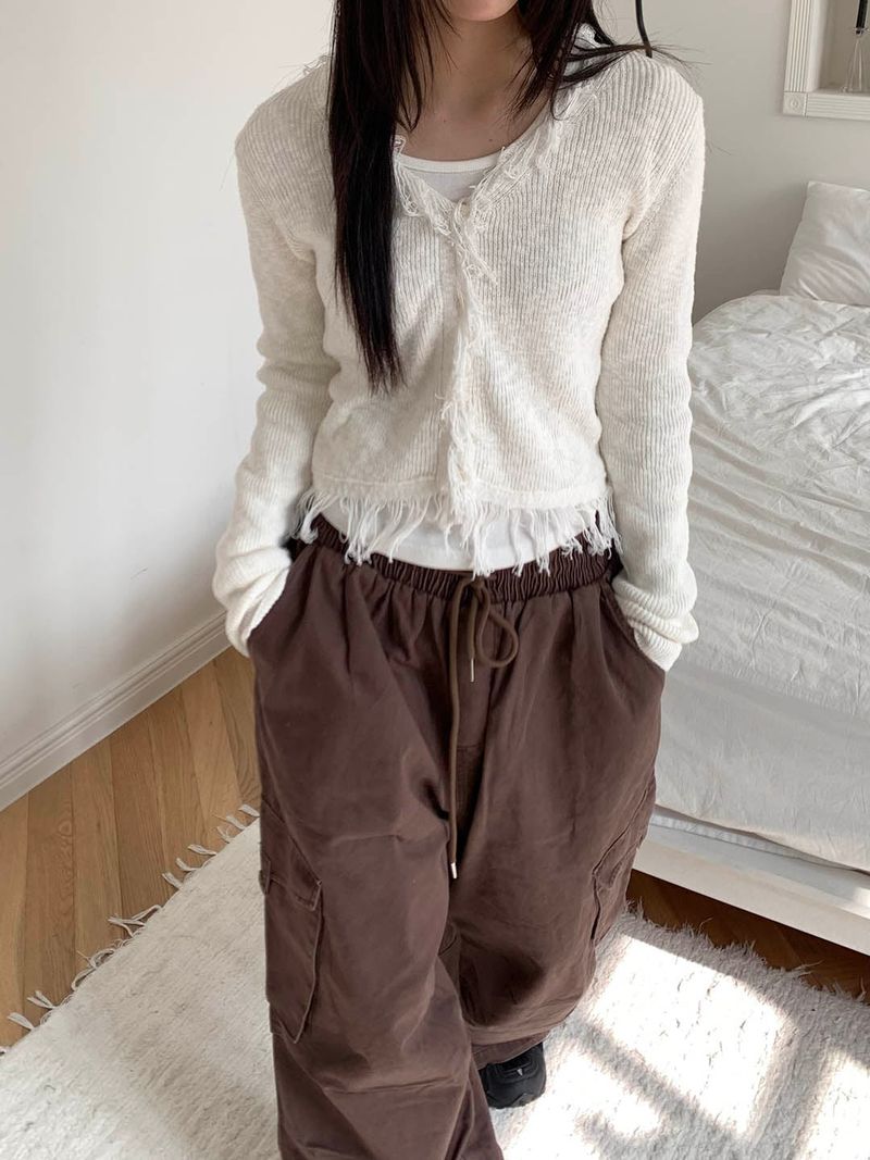 Frill knit cardigan(3color)