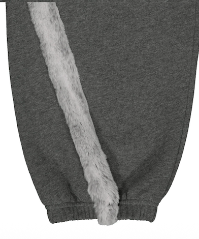 Side Fur Trim Sweatpants / Charcoal