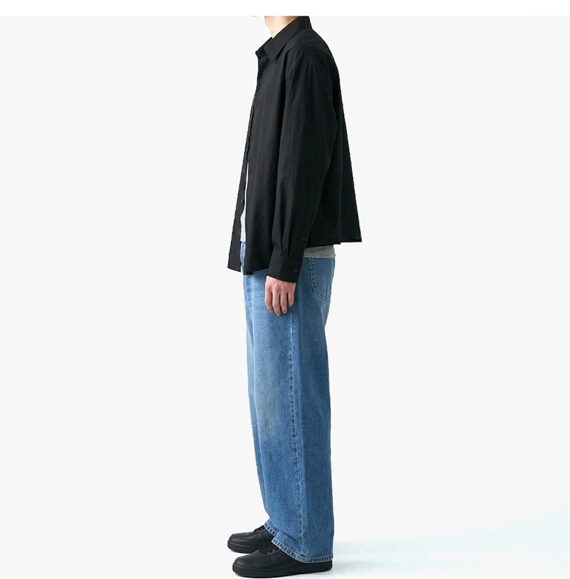 Overfit Stretch Crop Shirt Black