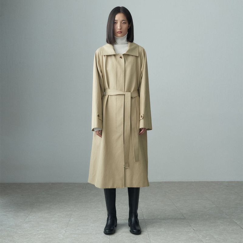 HIDDEN BOTTON BELTED TRENCH COAT
