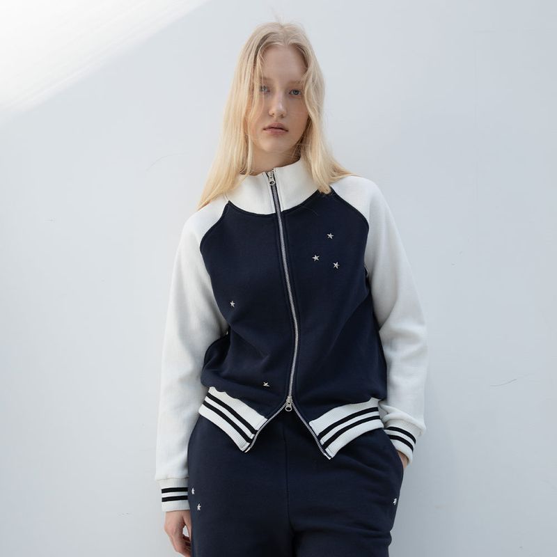 DIMANCHE（ディマンシュ）の「STAR RIVET ZIP-UP (NAVY)（Tops）」