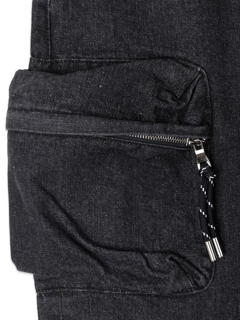 BBD Sprayed Logo Multi-Pocket Denim Cargo Pants (Black)