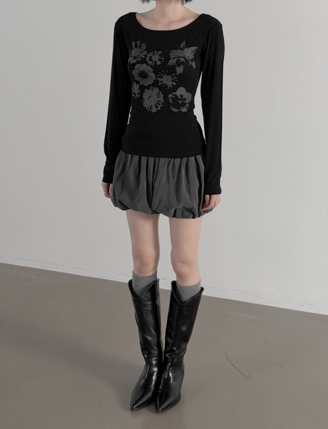Press Flower Boat Neck Tee