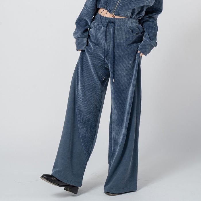 MARTIN VELVET WIDE PANTS_NAVY