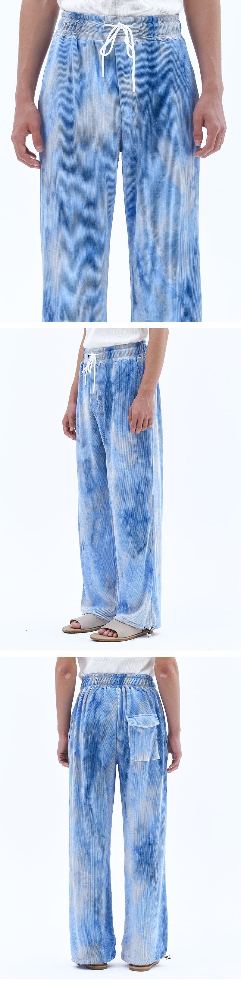 Unisex Tie-Dye Pleats String Pants_Blue