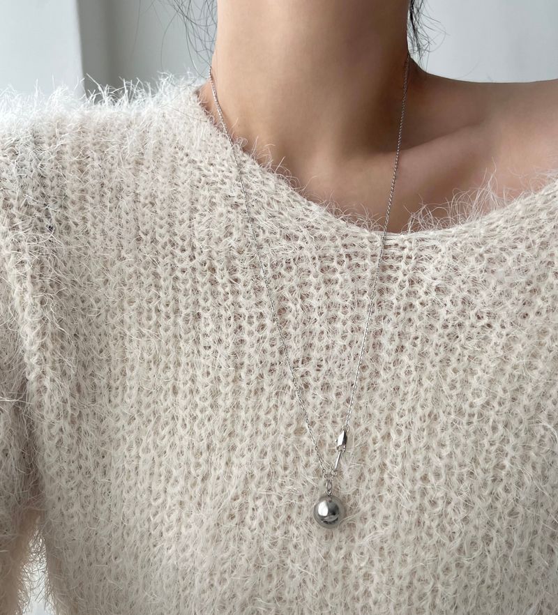 vvv Stainless Steel Bold Ball Long Coin Two Way Coin Titanium Necklace