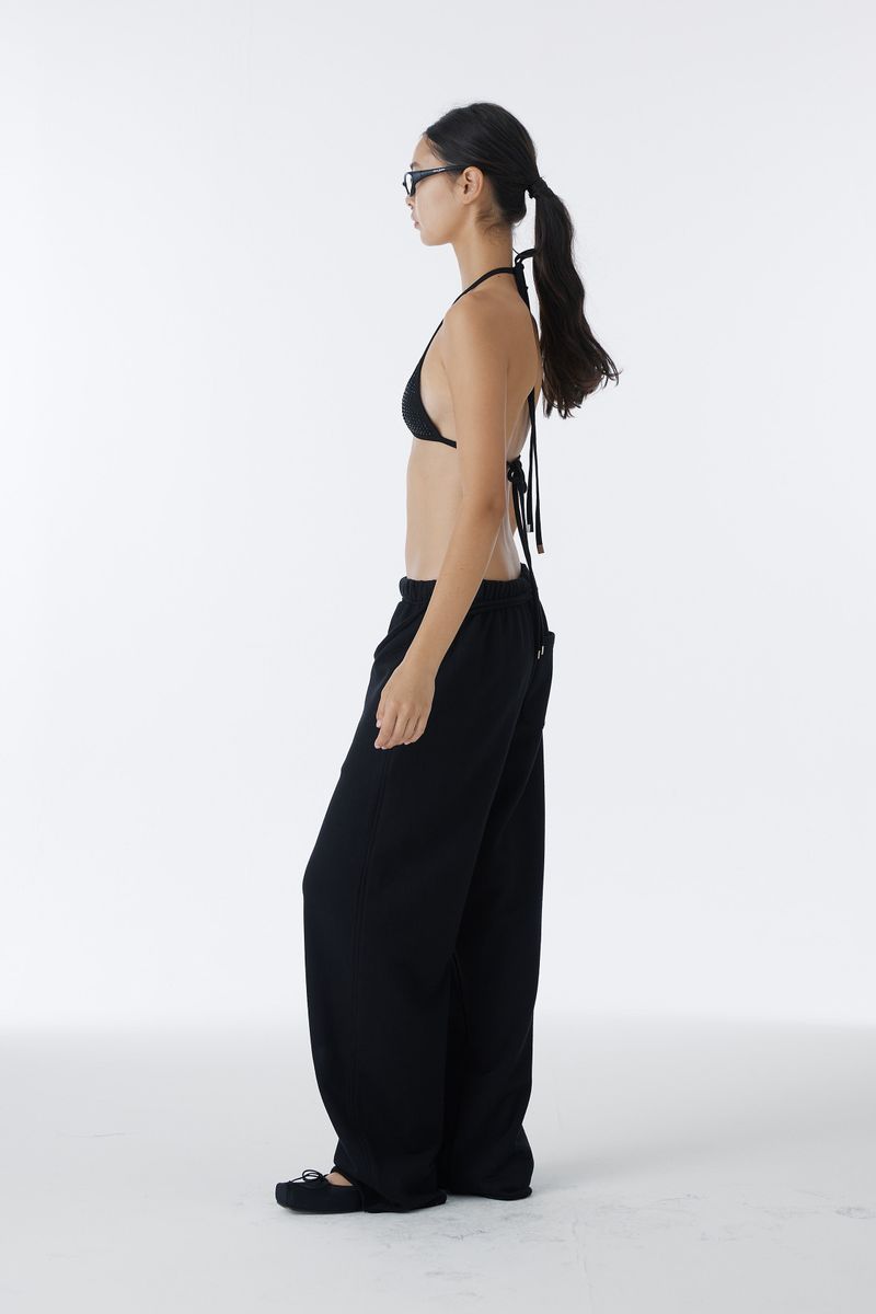 SHIRRING TIE SWEAT PANTS (BLACK)