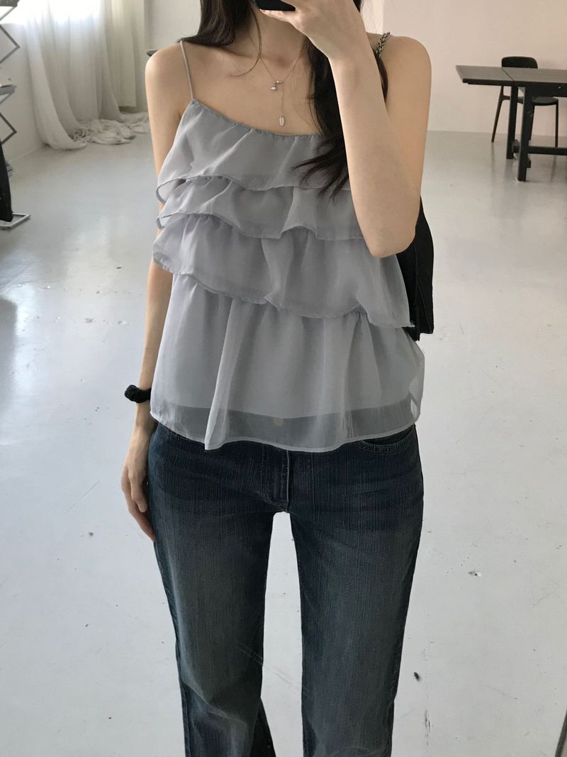 See-through frill bustier (2 colors)