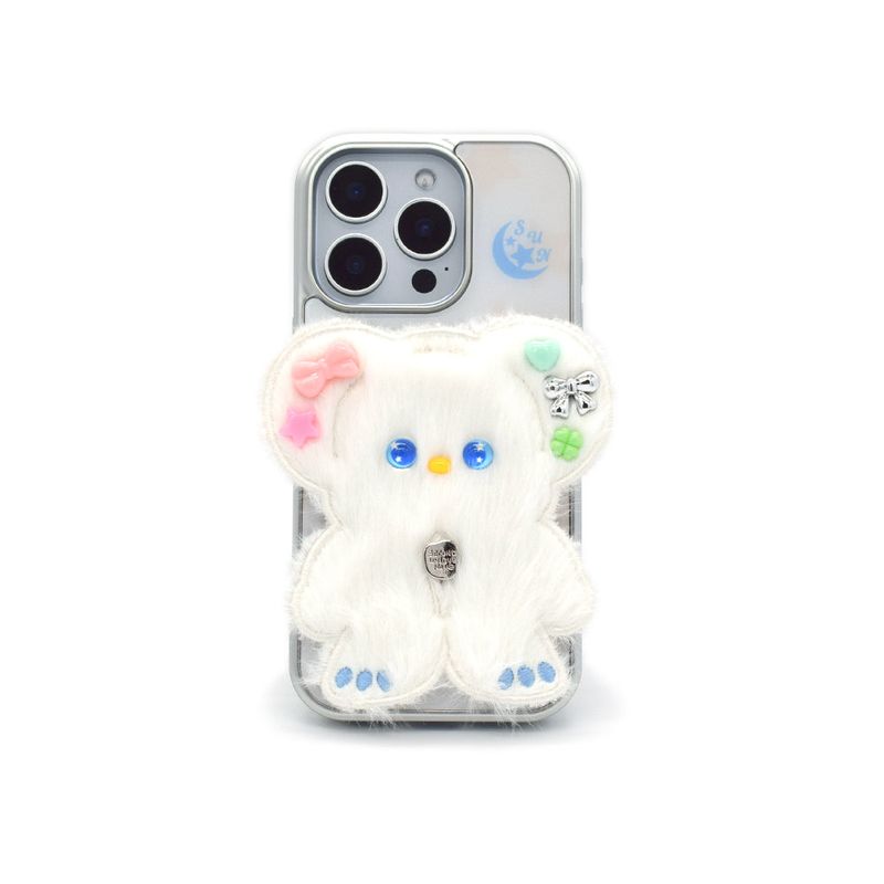 SUN CASE BEADS BEAR WHITE CREAM (GLOSSY SILVER)