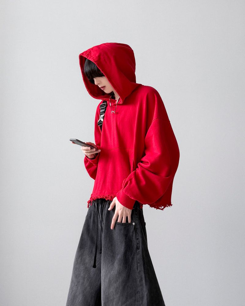 Sike Damage Crop Hoodie