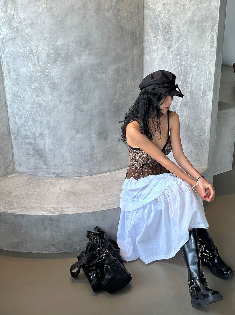 frill cancan midi skirt