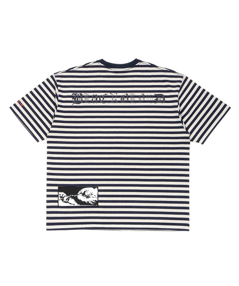 BBD アングザイエティ マルチ パッチ ストライプ Tシャツ(Navy&Sand)