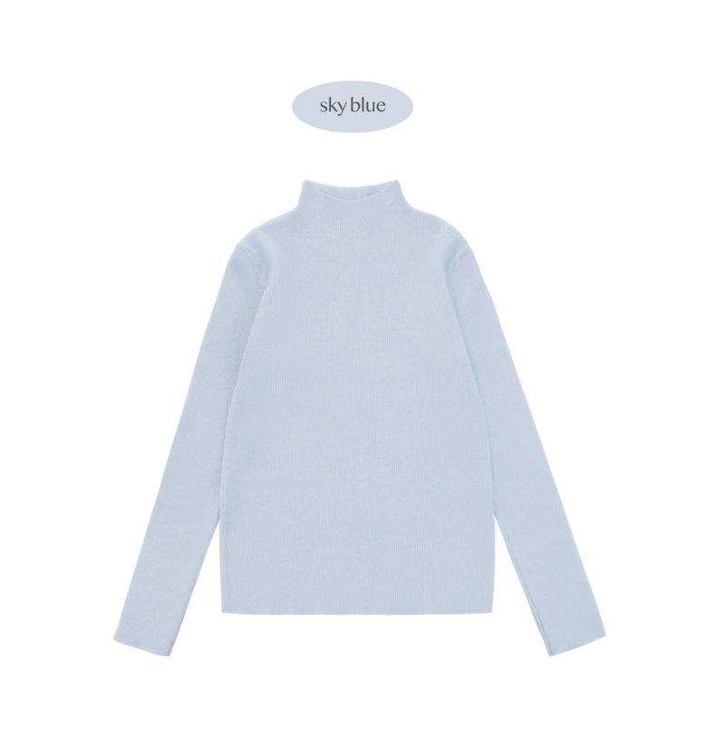 HALF-NECK KNIT TOP (Light beige)