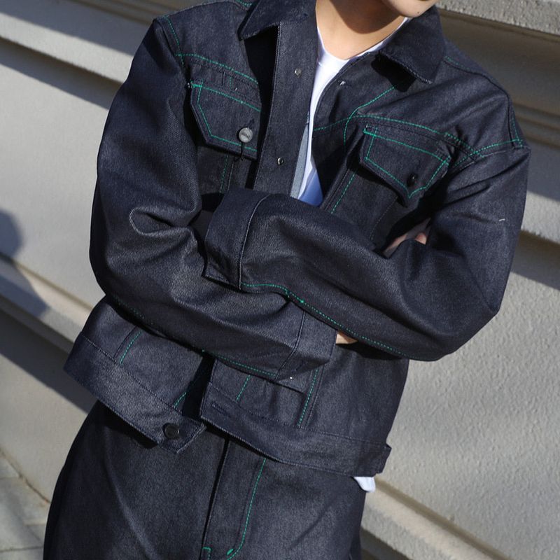 Rerap Non Fade Denim Stitch Jacket (2color)