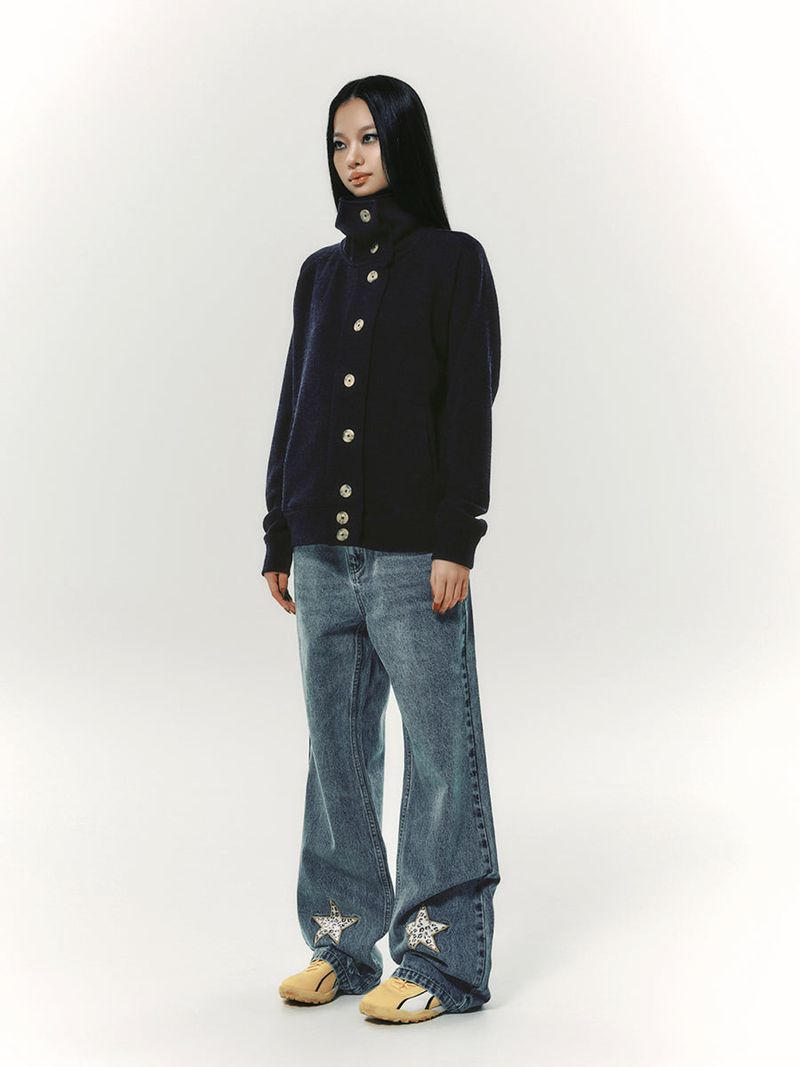 BUTTON UP CARDIGAN NAVY