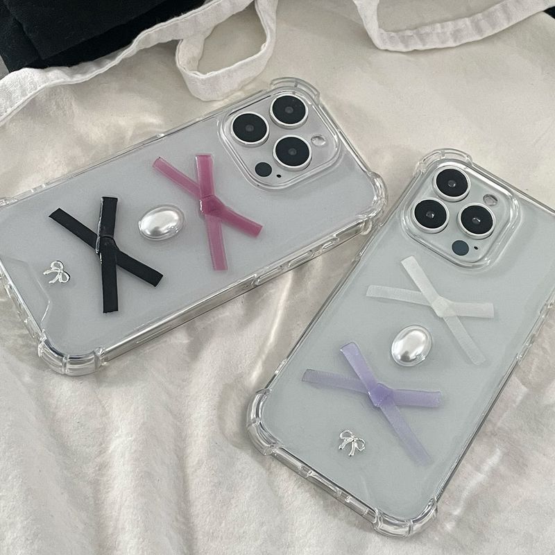 [made]black&radish pink ver ribbon resin phonecase