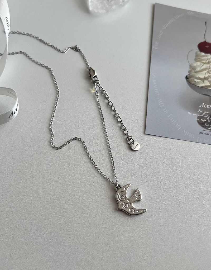 brd Lovely Bird Stainless Steel Lucky New Long Beads Layered Coin Luck Necklace