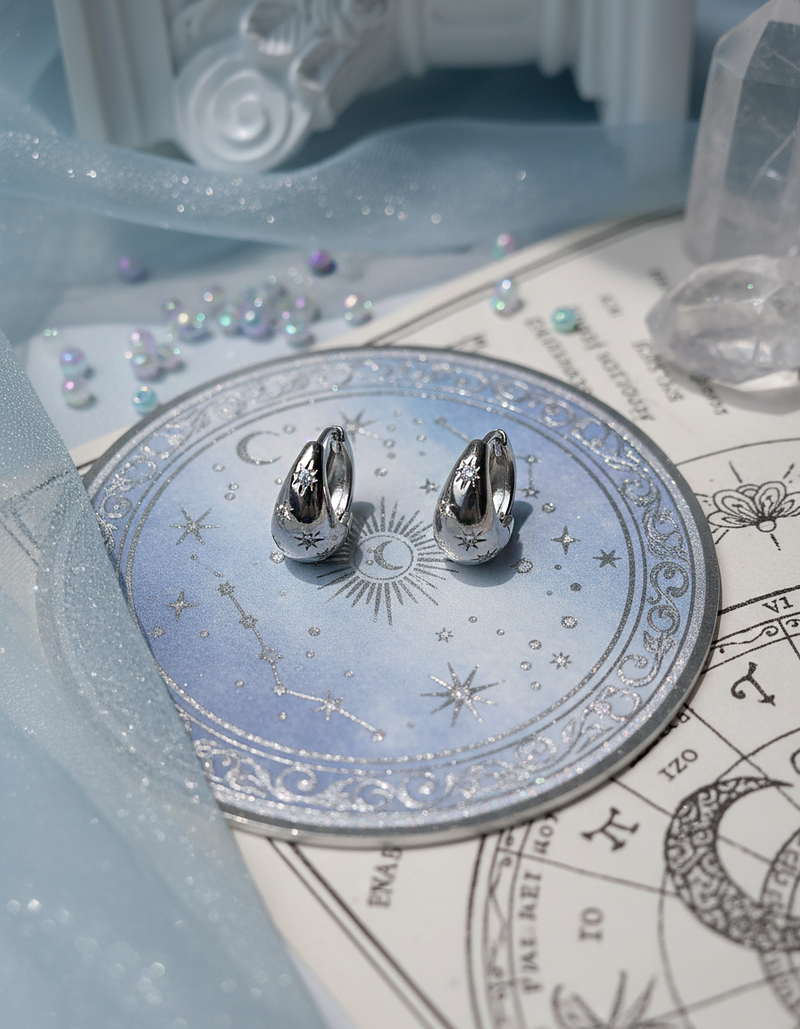 [ITZY Yuna Piercing] Tarot Star Huggies Piercing - Silver Color