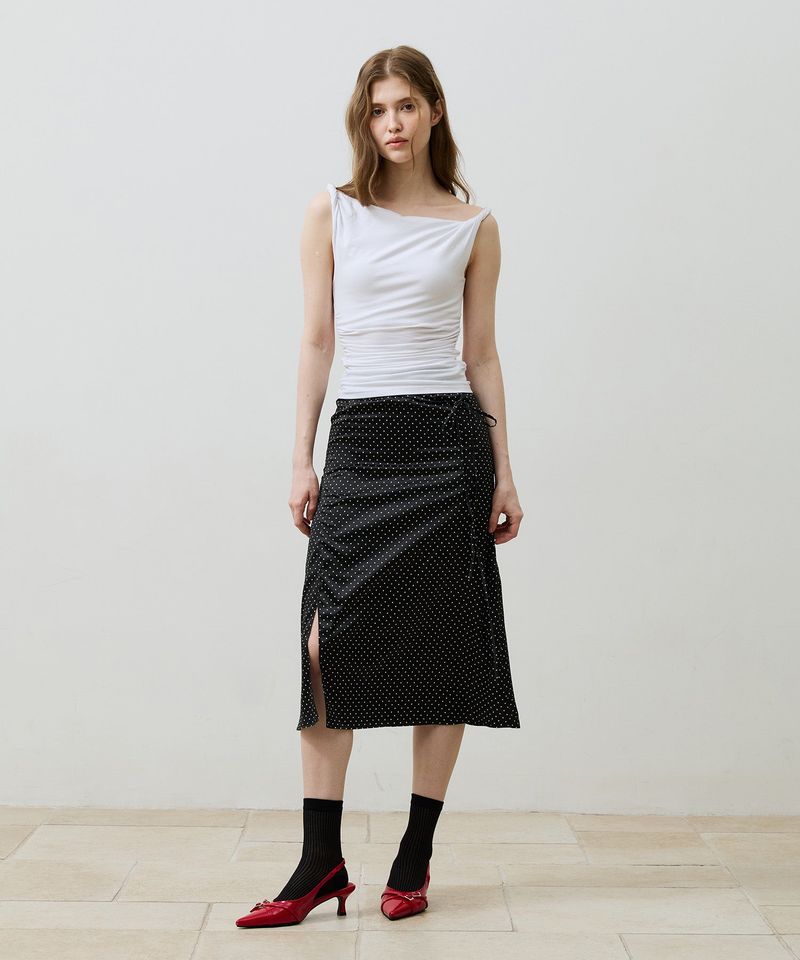 TINY DOT SLIT SKIRT / BLACK