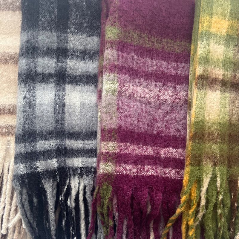 [4 colors] Pran Winter Long Checkered Muffler
