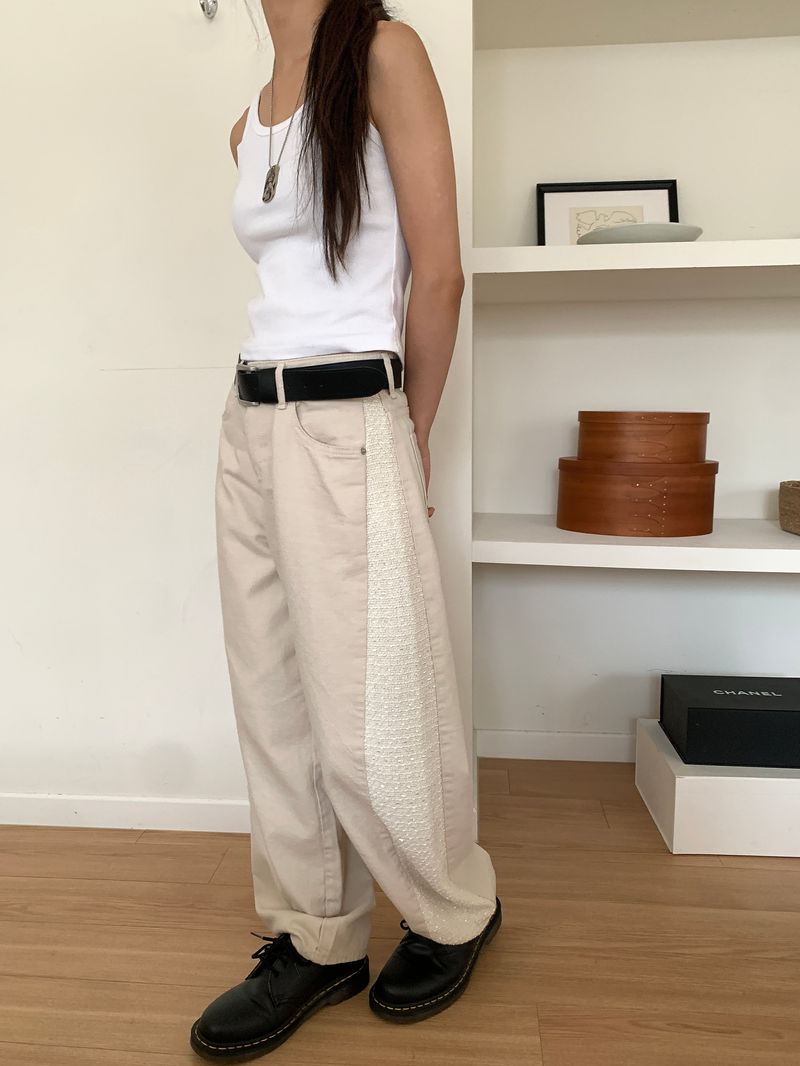 TWILL MIX CURVED PANTS (2C)