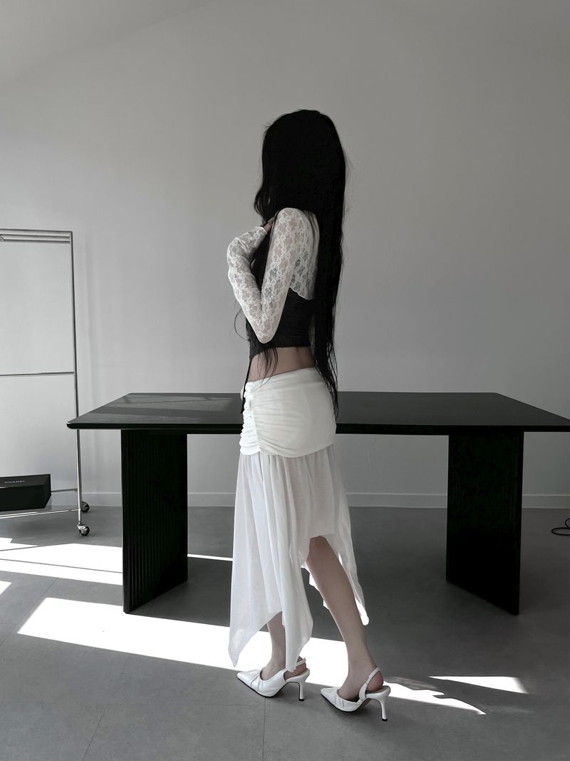 moisture shirring midi skirt (3color)