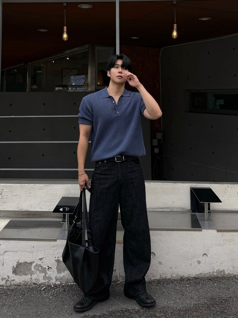 Robe skash collar short-sleeved knitwear