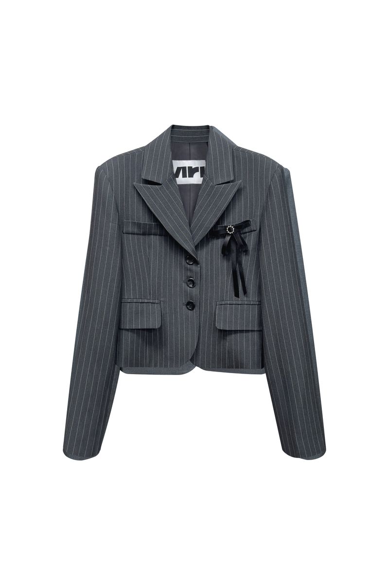 AVEL PINSTRIPE CROP JACKET / CHARCOAL