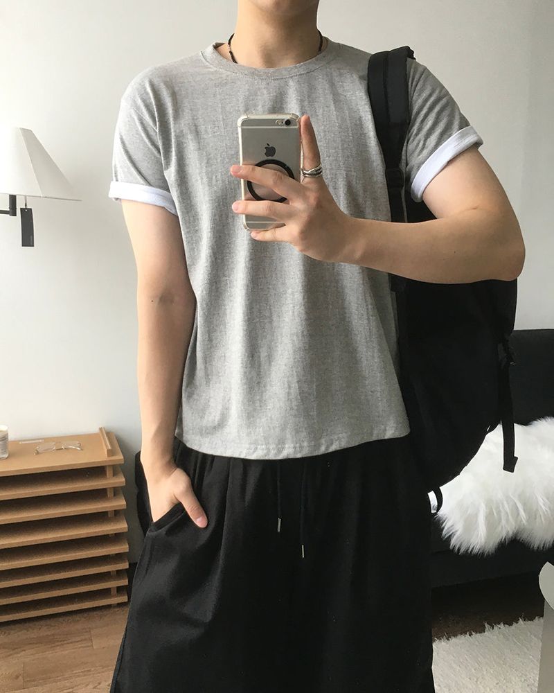 Duet Crop Roll-up Short Sleeve T