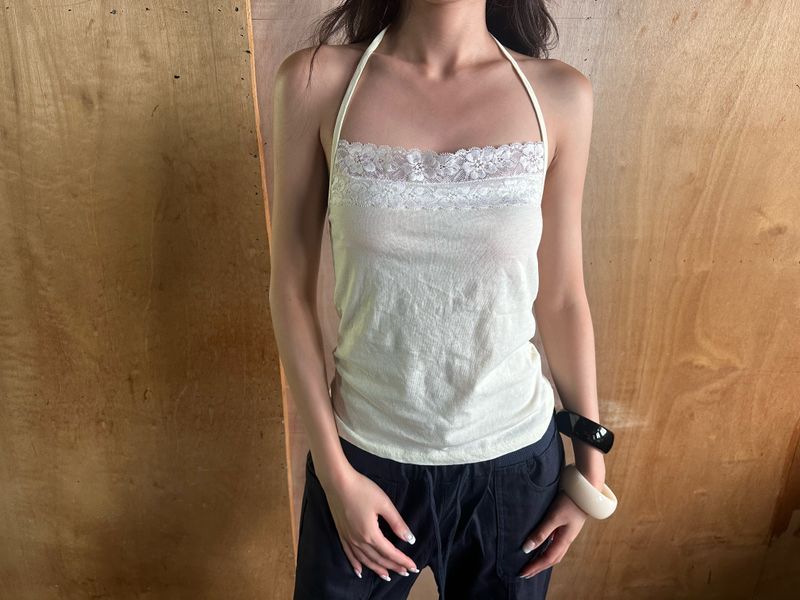 flower lace halter top