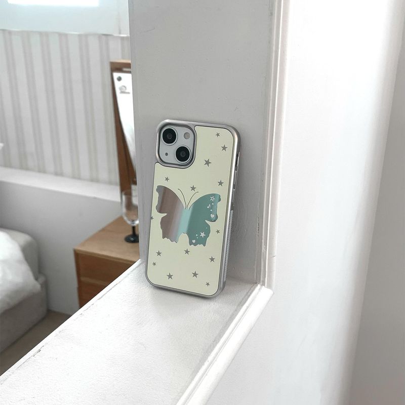 [MADE][Mirror Silver Bumper Case] Butterfly Mirror Case • Yellow