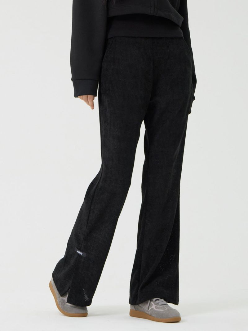 Knit cut detail bootcut Pants, Black
