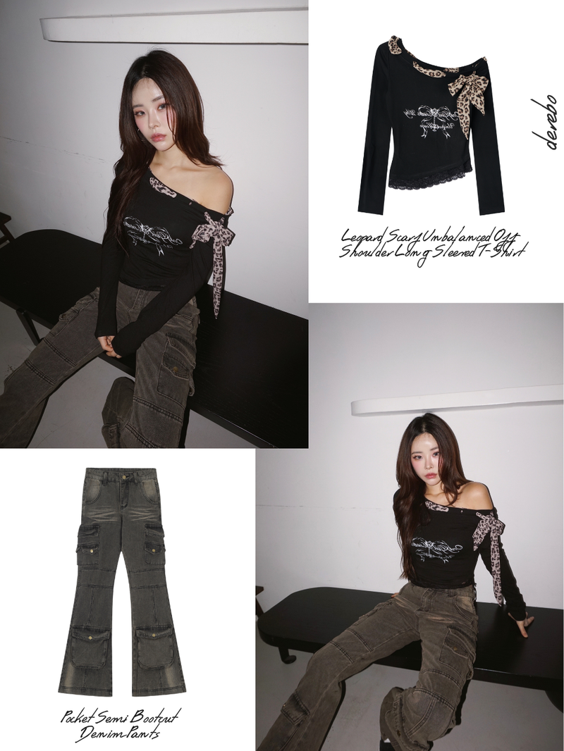 Pocket Semi Bootcut Denim Pants