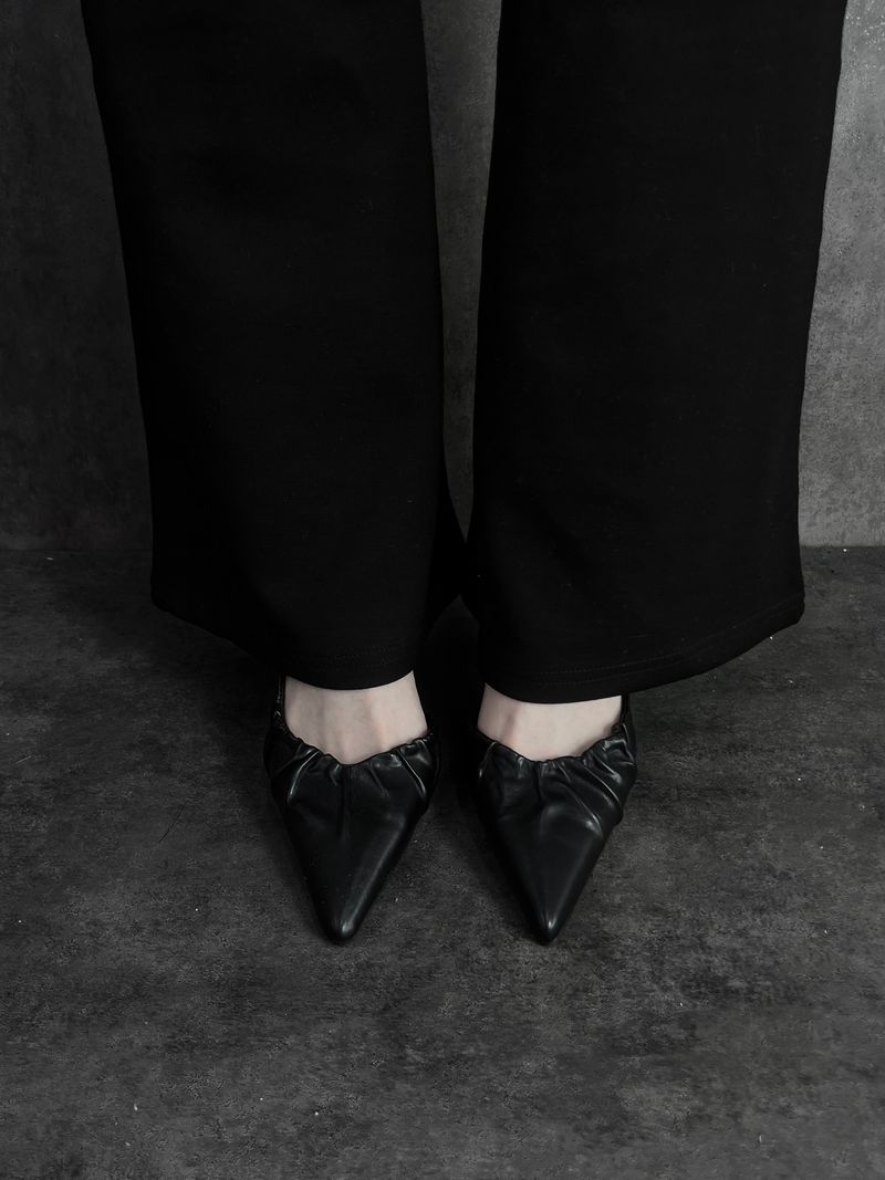 shirring leather stiletto heels (2color)