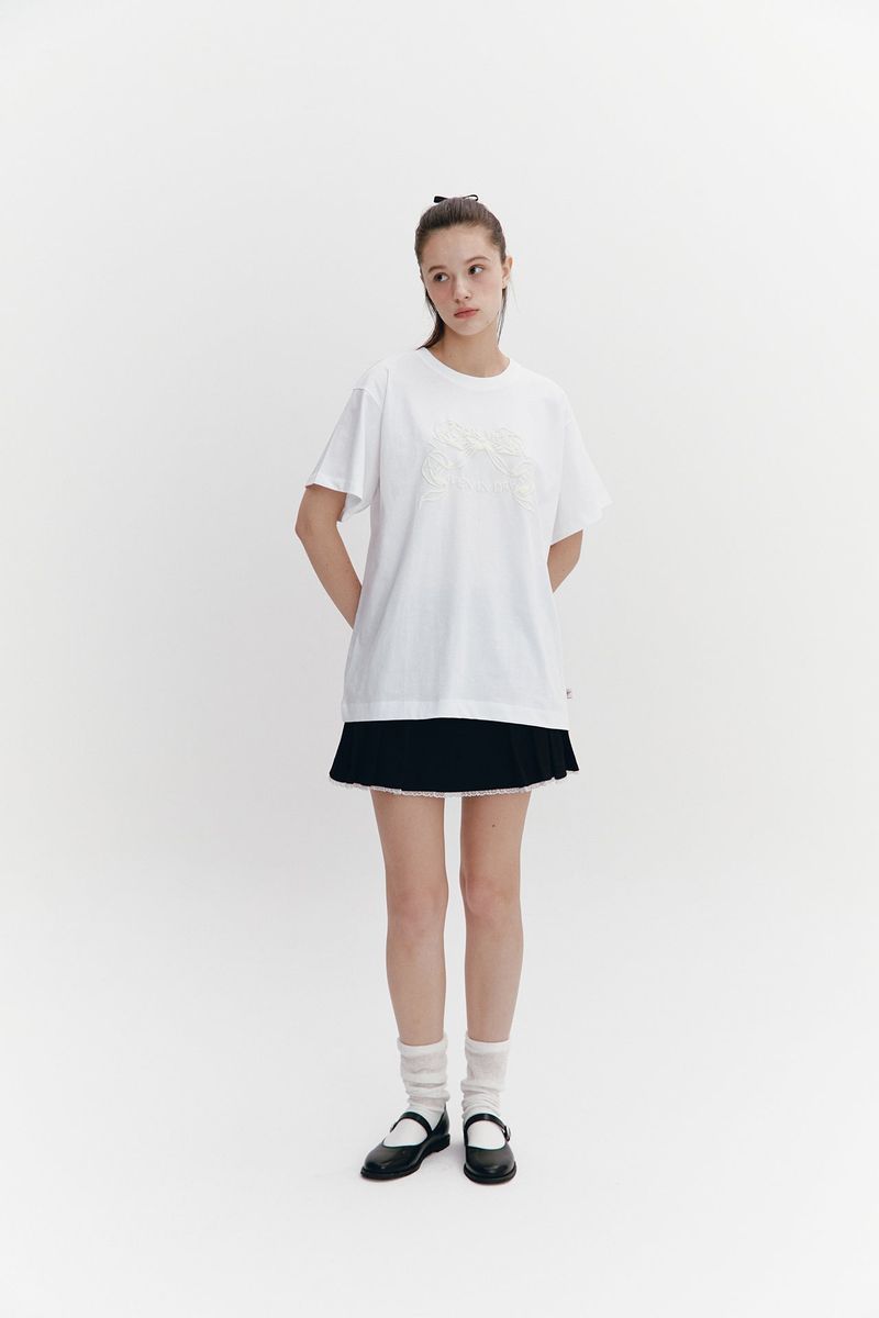 Ribbon Boxy T White