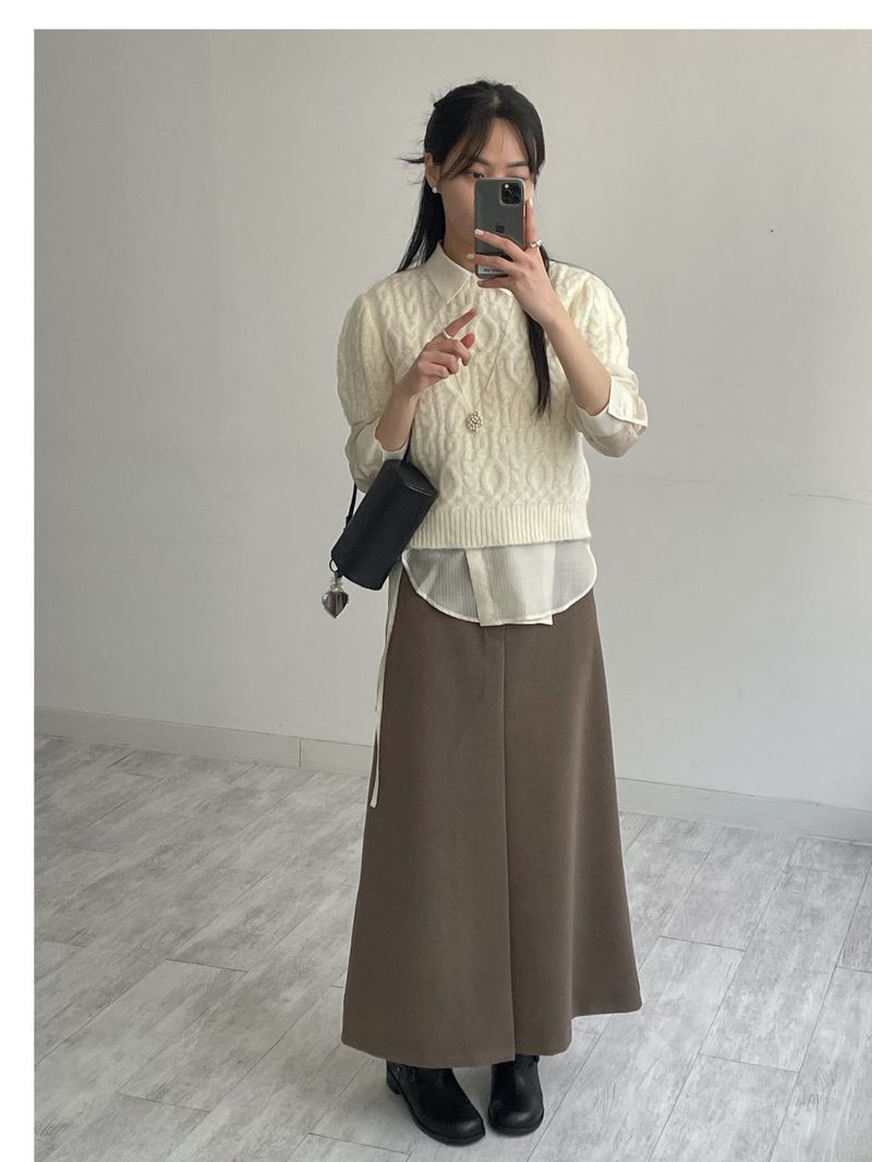 Maxi Wool A-Line Long Skirt